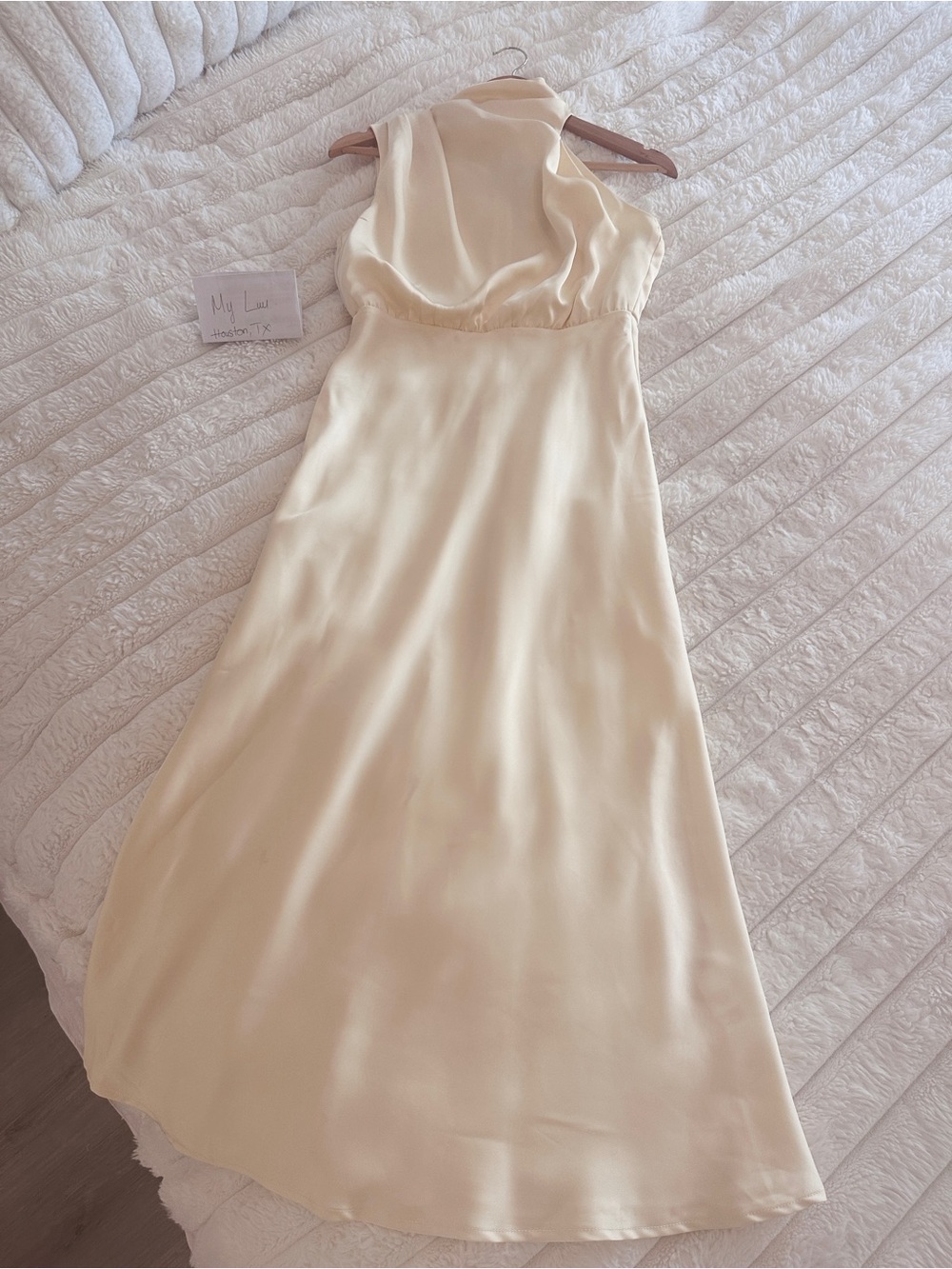 Lulu's Butter Yellow Satin Midi Dress